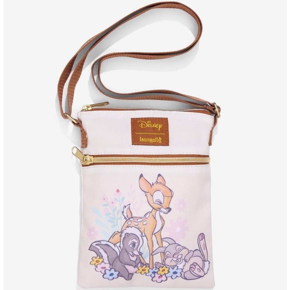 NWT Loungefly Disney Bambi Friends & Flowers Passport Crossbody Bag.